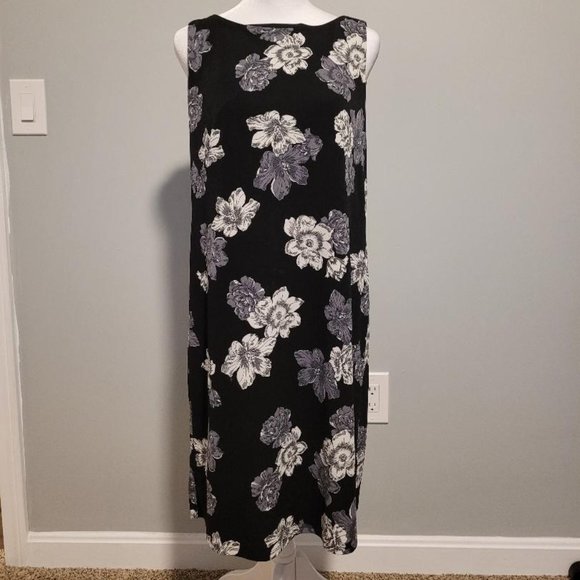 Ann Taylor Black with Gray Floral Print Dr… - Picture 1 of 4